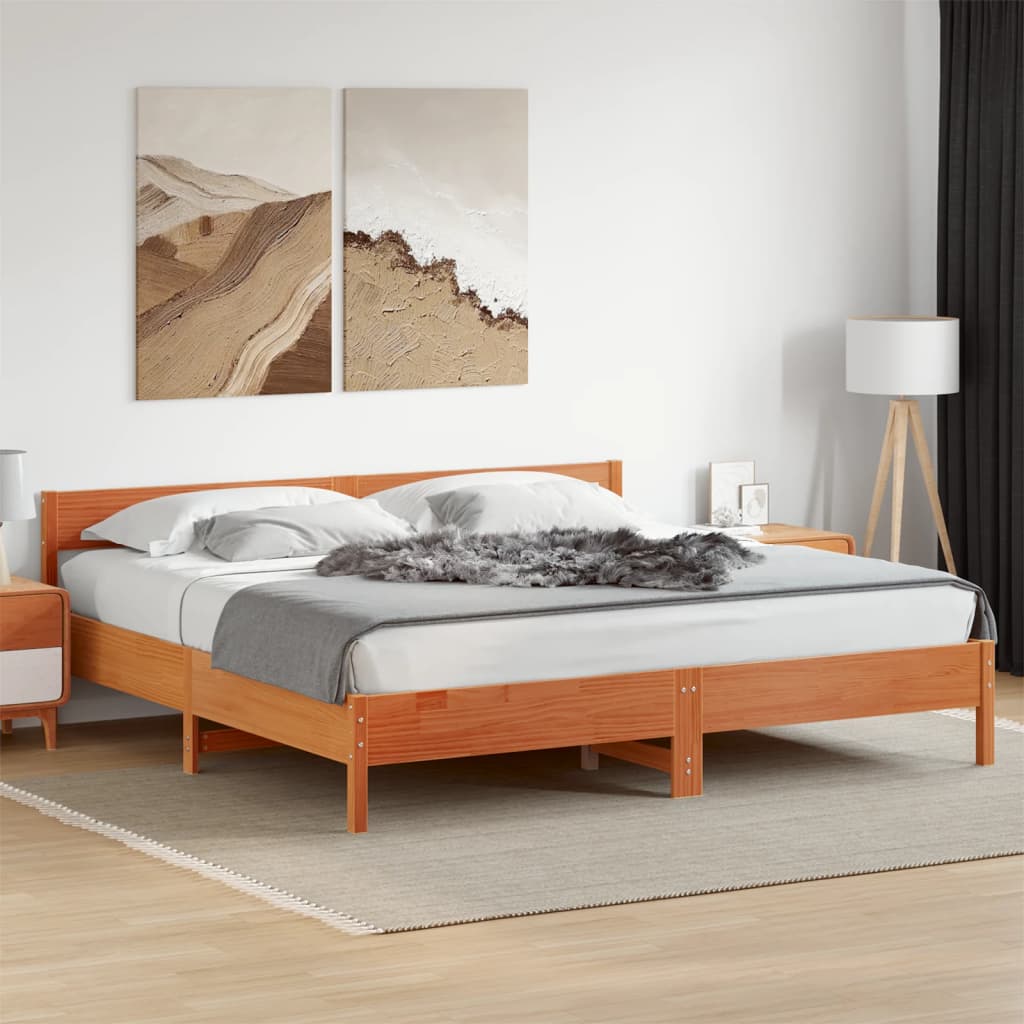 Bedframe zonder matras massief grenenhout wasbruin 180x200 cm is nu te koop bij PeponiXL, paradijselijk wonen!