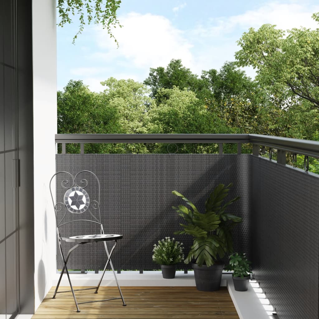 Balkonscherm 500x90 cm poly rattan antracietkleurig is nu te koop bij PeponiXL, paradijselijk wonen!