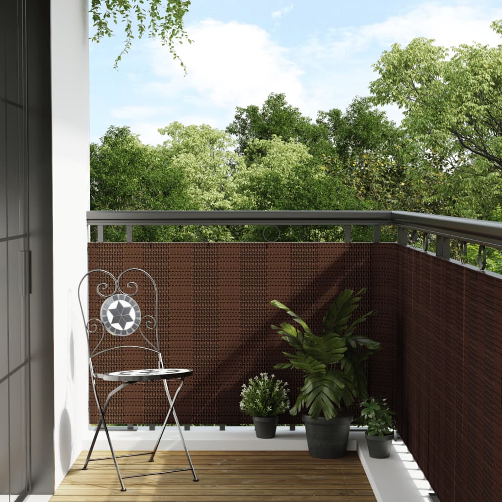 Balkonscherm 1000x100 cm poly rattan bruin en zwart is nu te koop bij PeponiXL, paradijselijk wonen!