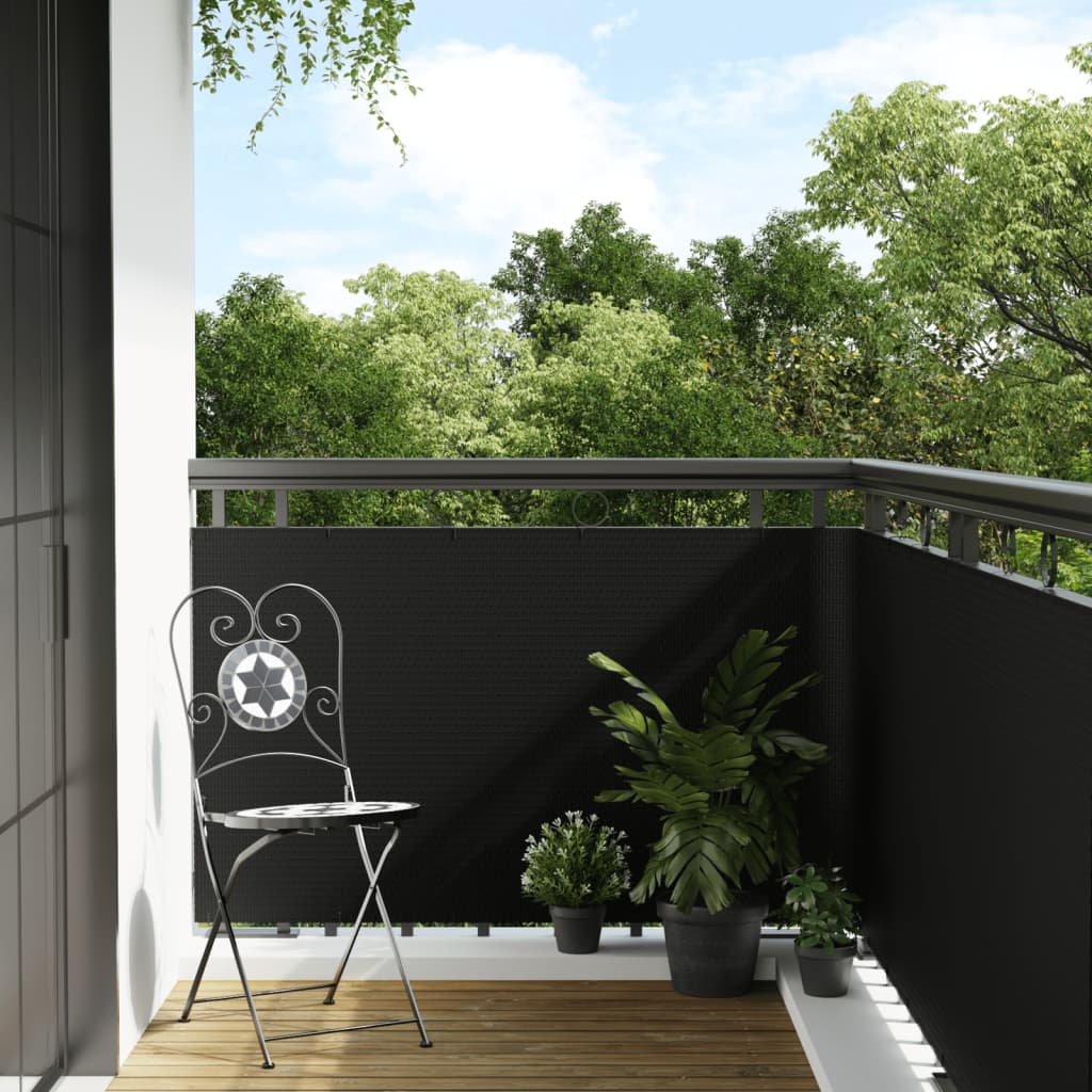 Balkonscherm 1000x80 cm poly rattan zwart is nu te koop bij PeponiXL, paradijselijk wonen!