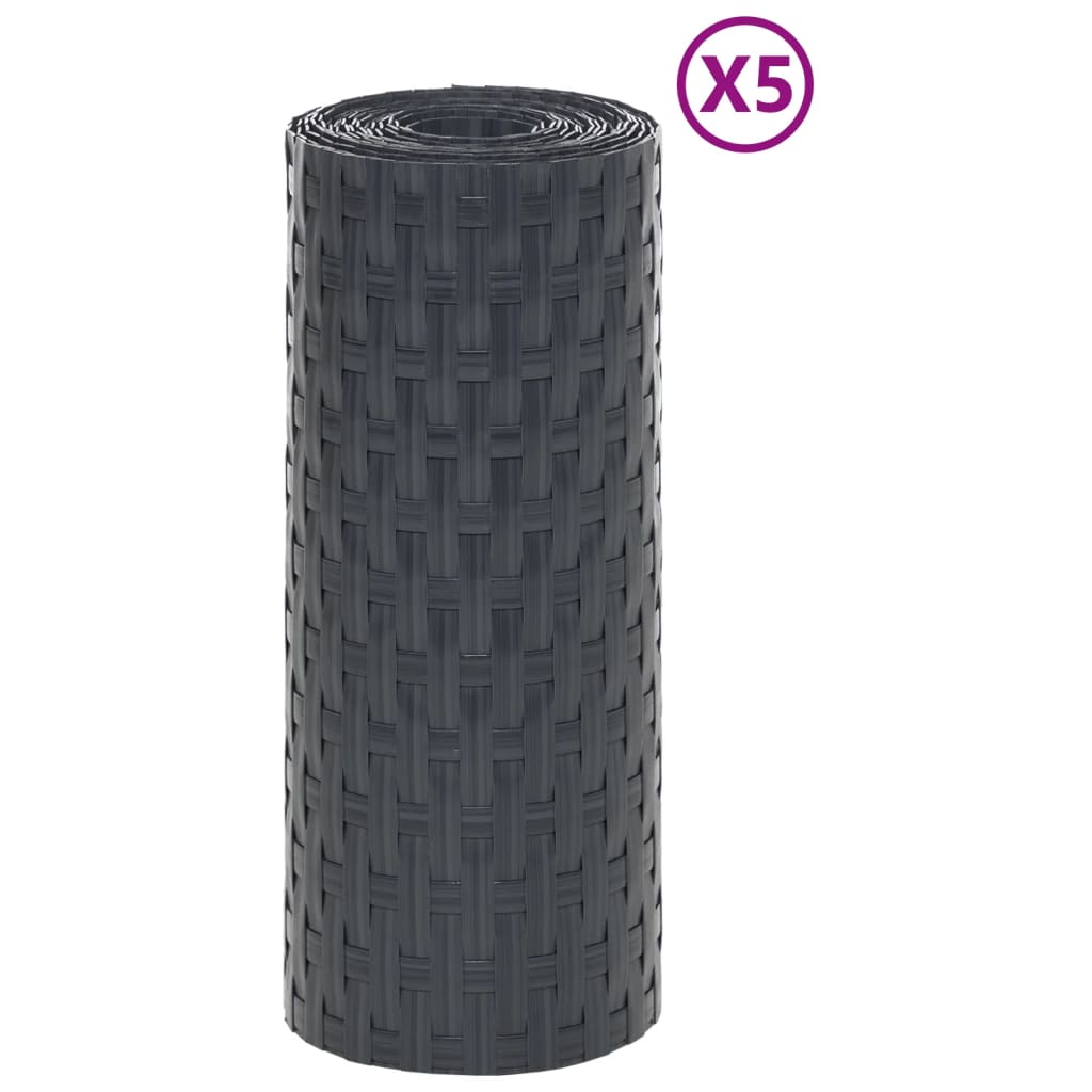 Balkonschermen 5 st 255x19 cm poly rattan antracietkleurig is nu te koop bij PeponiXL, paradijselijk wonen!