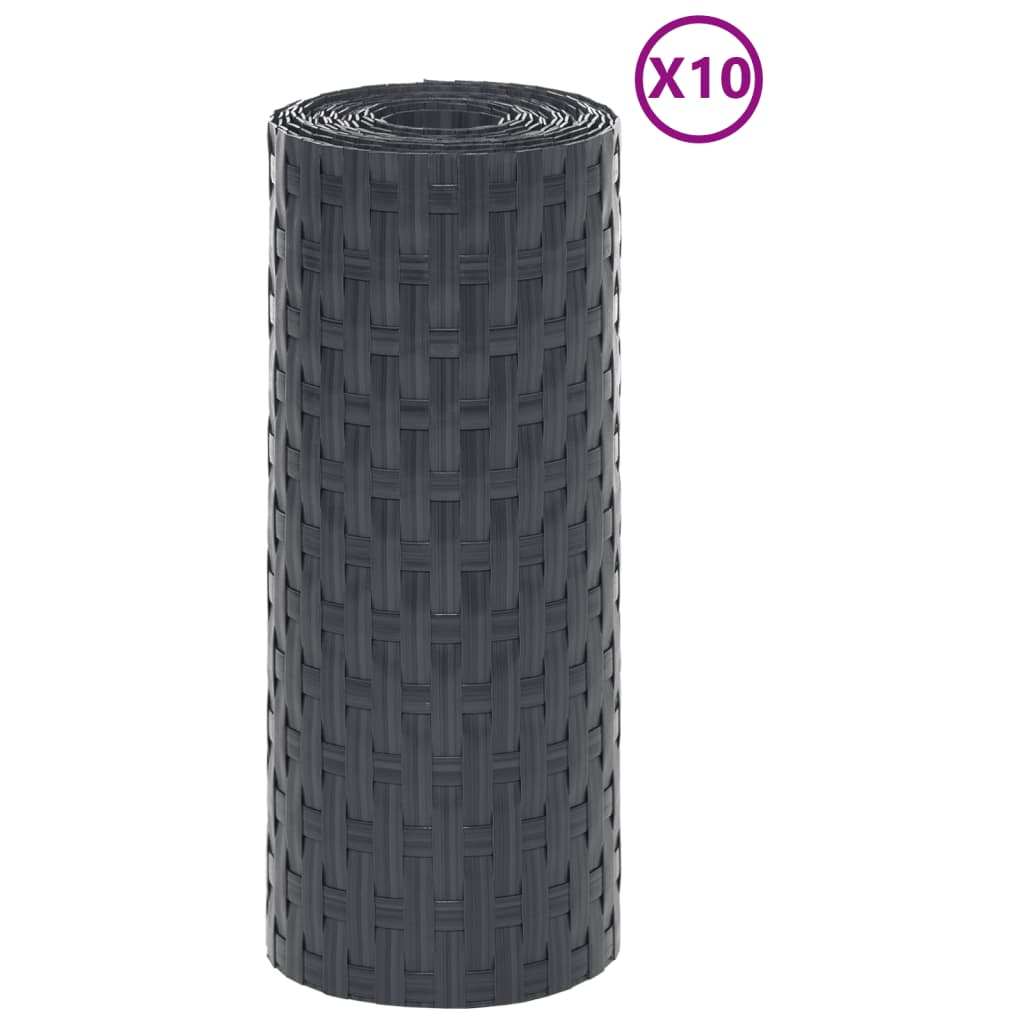 Balkonschermen 10 st 255x19 cm poly rattan antracietkleurig is nu te koop bij PeponiXL, paradijselijk wonen!