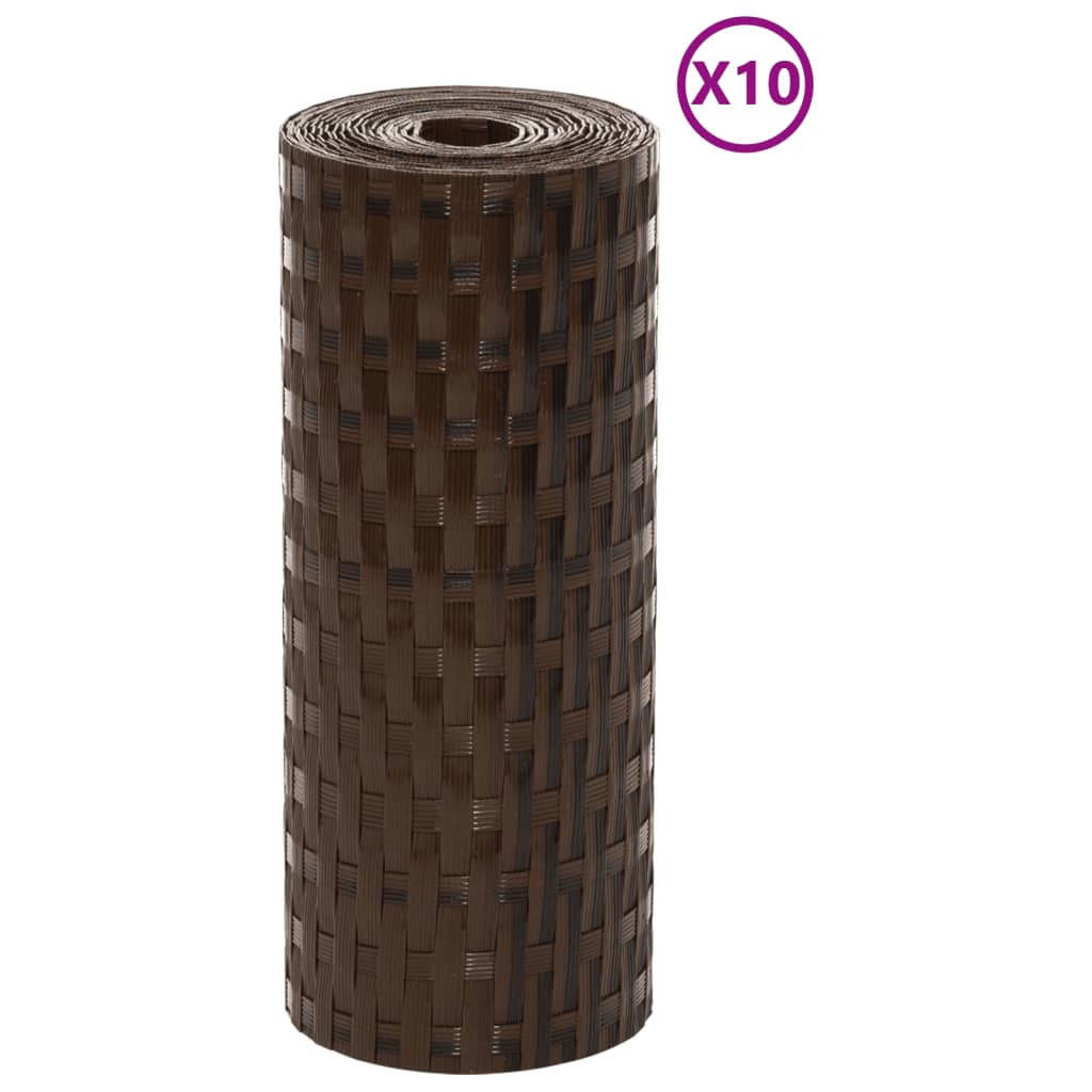 Balkonschermen 10 st 255x19 cm poly rattan bruin en zwart is nu te koop bij PeponiXL, paradijselijk wonen!