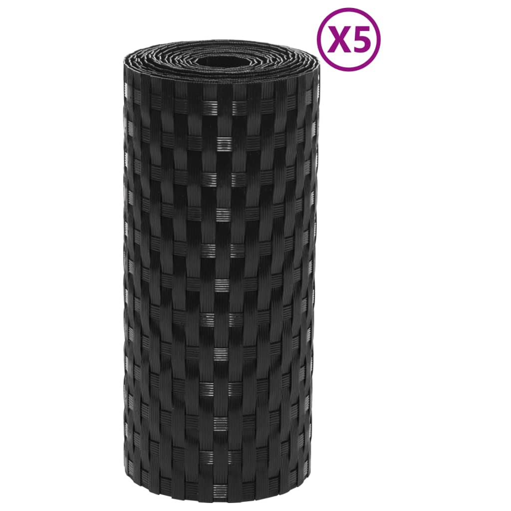 Balkonschermen 5 st 255x19 cm poly rattan zwart is nu te koop bij PeponiXL, paradijselijk wonen!