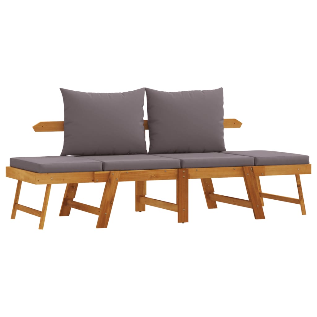 Tuinbank met kussens 2-in-1 massief acaciahout is nu te koop bij PeponiXL, paradijselijk wonen!
