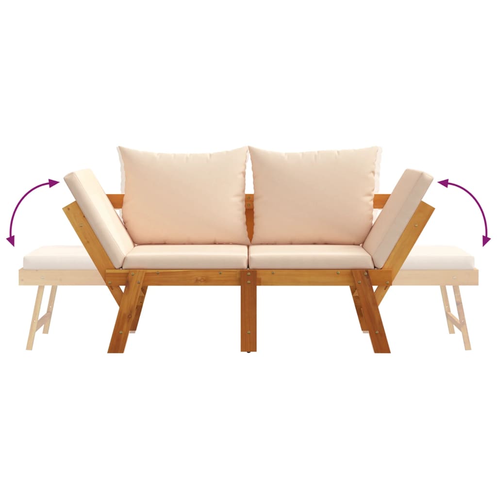 Tuinbank met kussens 2-in-1 massief acaciahout is nu te koop bij PeponiXL, paradijselijk wonen!