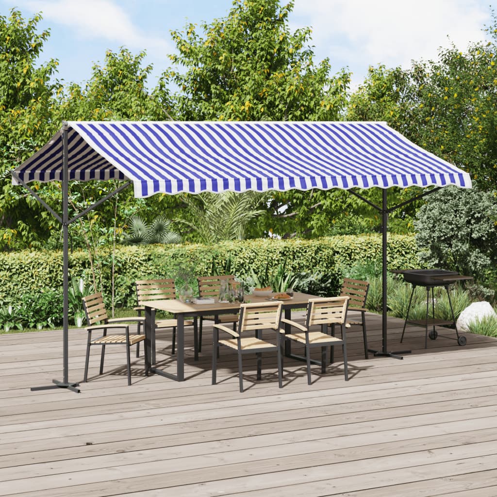 Luifel vrijstaand 400x300 cm stof en staal blauw en wit is nu te koop bij PeponiXL, paradijselijk wonen!