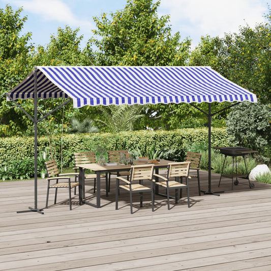 Luifel vrijstaand 400x300 cm stof en staal blauw en wit is nu te koop bij PeponiXL, paradijselijk wonen!