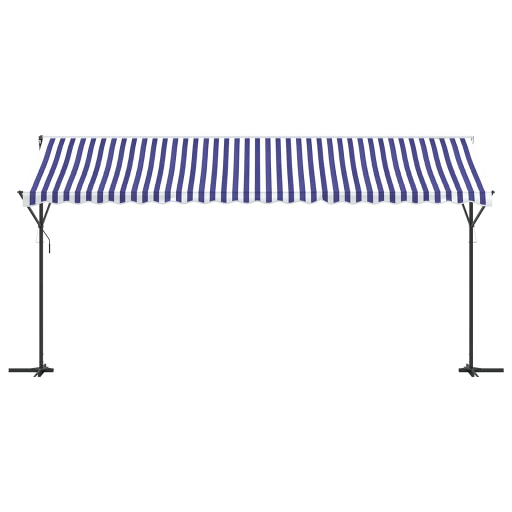 Luifel vrijstaand 500x300 cm stof en staal blauw en wit is nu te koop bij PeponiXL, paradijselijk wonen!