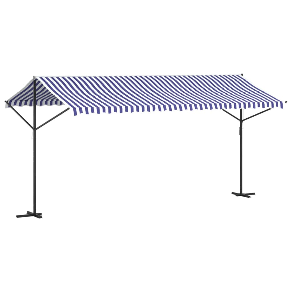 Luifel vrijstaand 500x300 cm stof en staal blauw en wit is nu te koop bij PeponiXL, paradijselijk wonen!