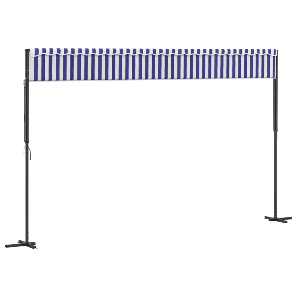Luifel vrijstaand 500x300 cm stof en staal blauw en wit is nu te koop bij PeponiXL, paradijselijk wonen!