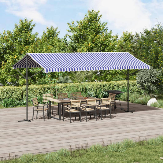 Luifel vrijstaand 500x300 cm stof en staal blauw en wit is nu te koop bij PeponiXL, paradijselijk wonen!