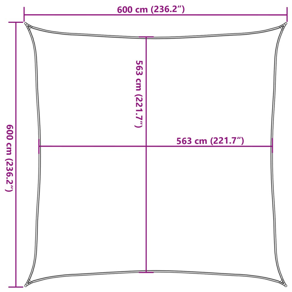 Zonnezeil 6x6 m 100% polyester oxford lichtgrijs is nu te koop bij PeponiXL, paradijselijk wonen!