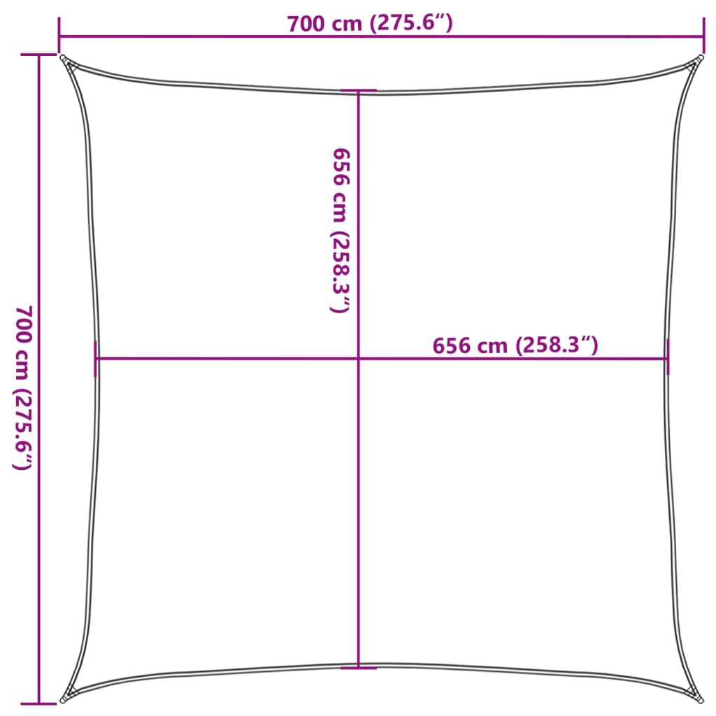 Zonnezeil 7x7 m 100% polyester oxford lichtgrijs is nu te koop bij PeponiXL, paradijselijk wonen!