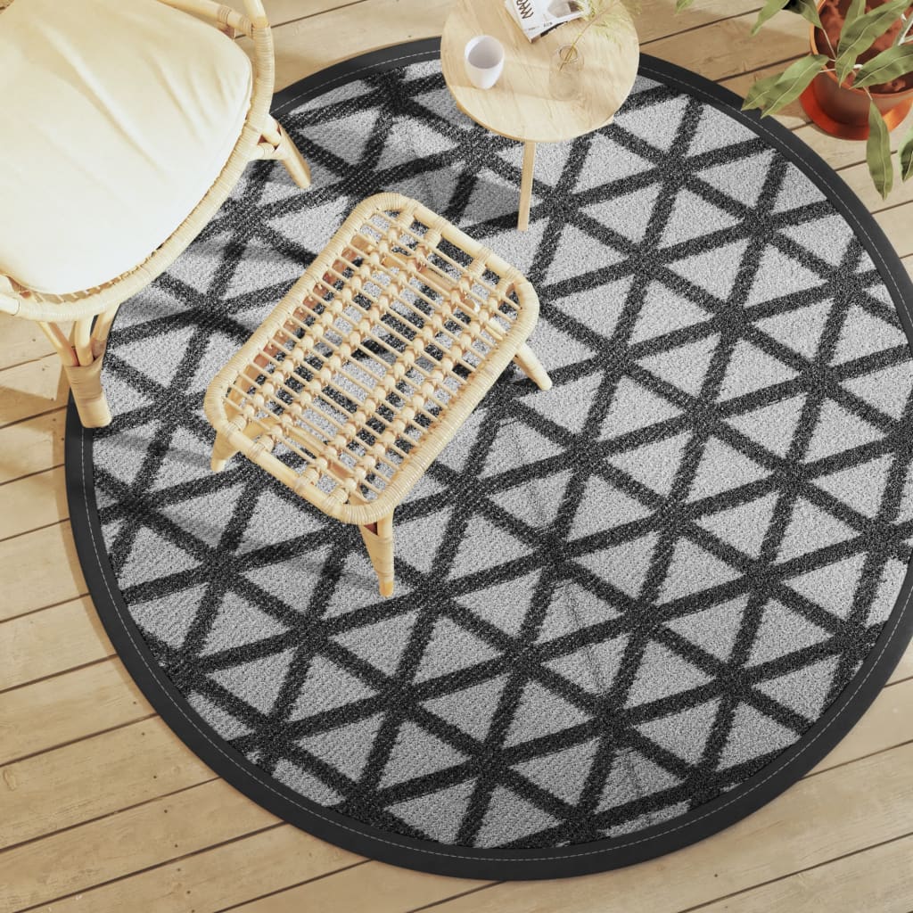 Buitenkleed ARAKIL Ø160 cm polypropeen zwart is nu te koop bij PeponiXL, paradijselijk wonen!