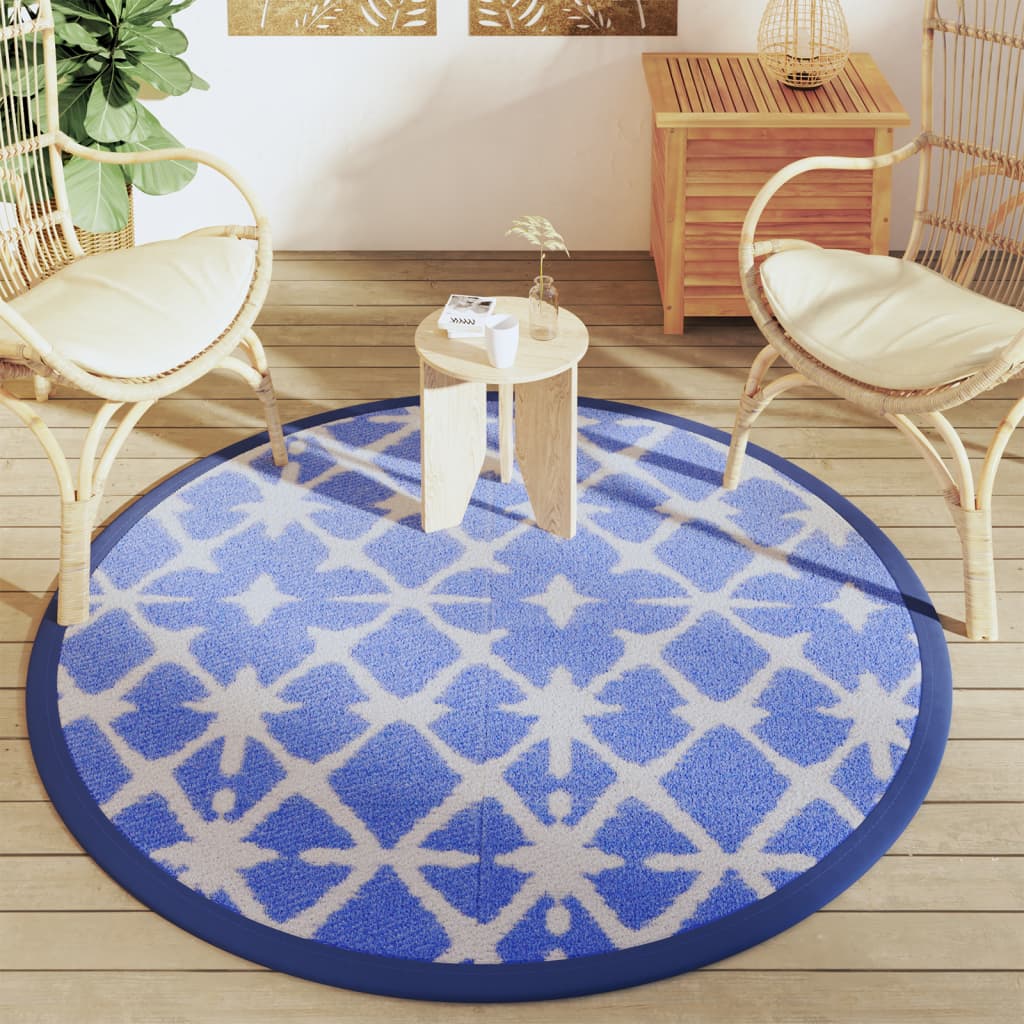 Buitenkleed ARAKIL Ø160 cm polypropeen blauw en wit is nu te koop bij PeponiXL, paradijselijk wonen!