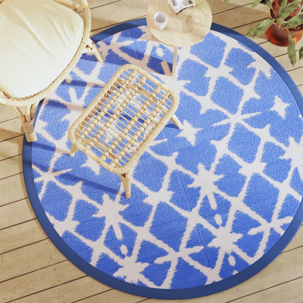 Buitenkleed ARAKIL Ø160 cm polypropeen blauw en wit is nu te koop bij PeponiXL, paradijselijk wonen!