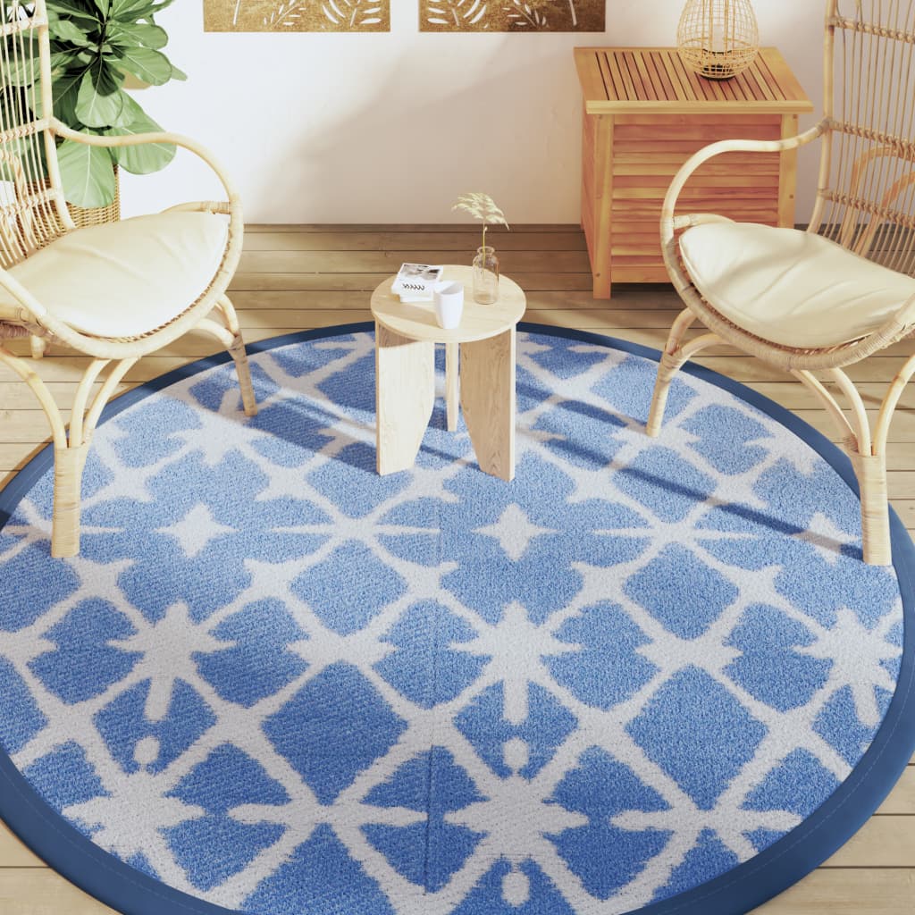 Buitenkleed ARAKIL Ø200 cm polypropeen blauw en wit is nu te koop bij PeponiXL, paradijselijk wonen!