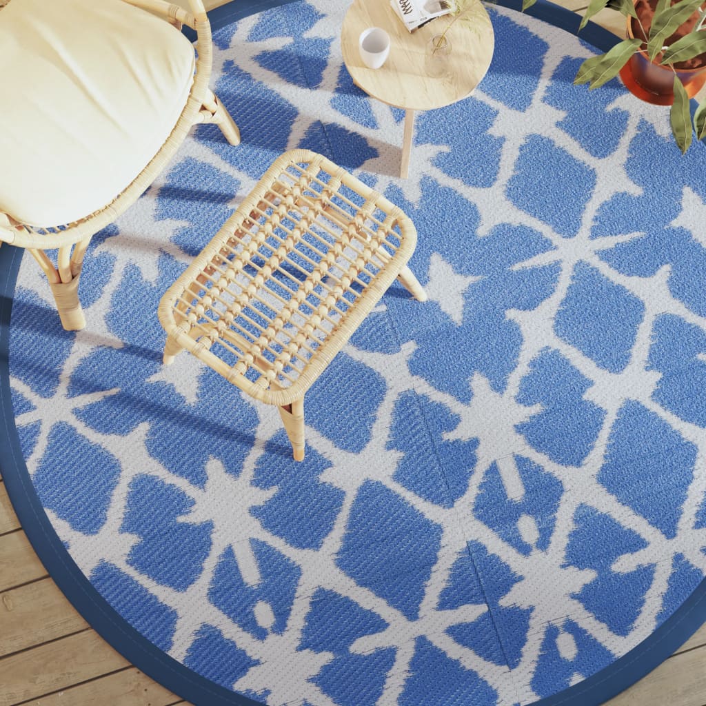 Buitenkleed ARAKIL Ø200 cm polypropeen blauw en wit is nu te koop bij PeponiXL, paradijselijk wonen!