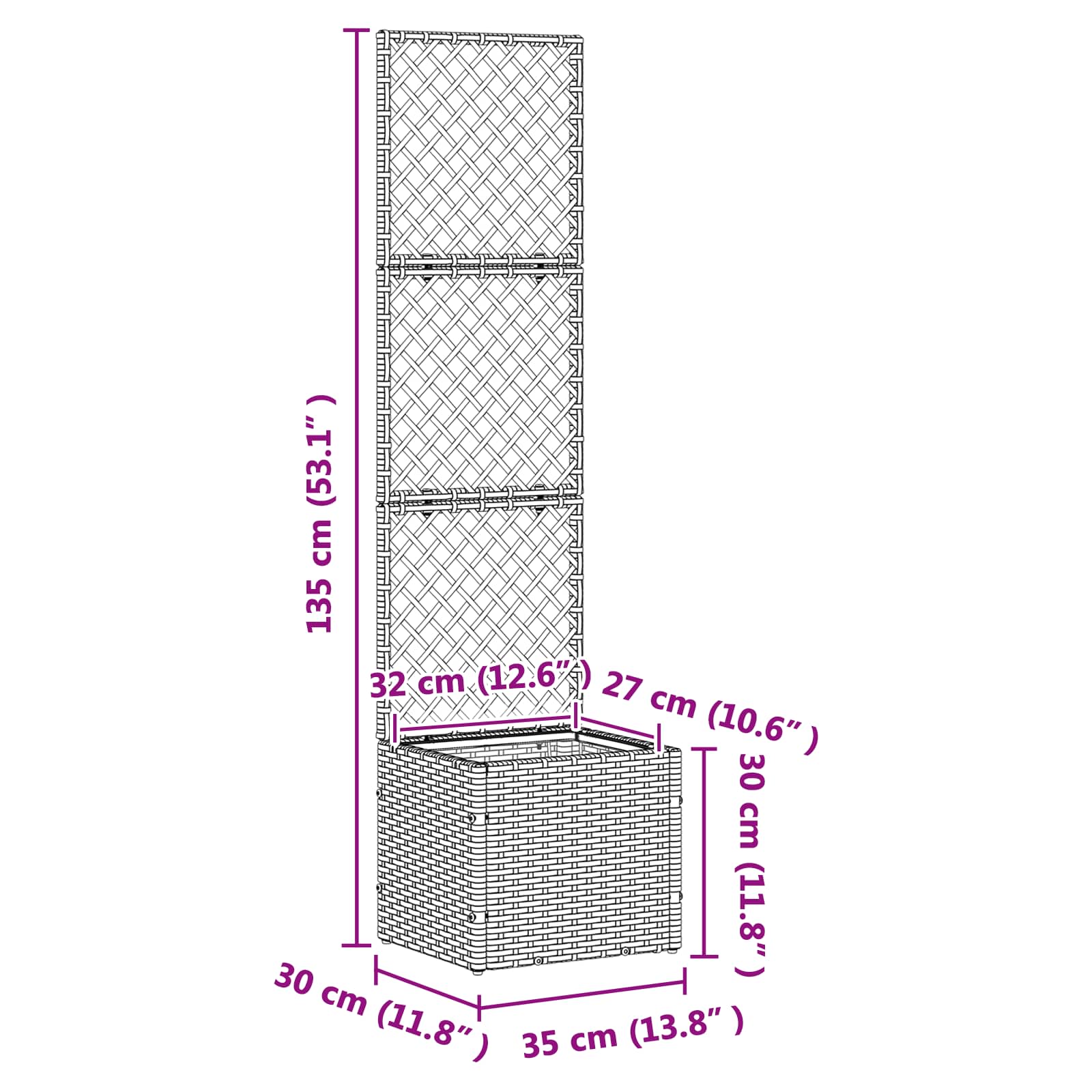 Tuin Trellis Planter Zwart 35 x 30 x 135 cm Metaal is nu te koop bij PeponiXL, paradijselijk wonen!