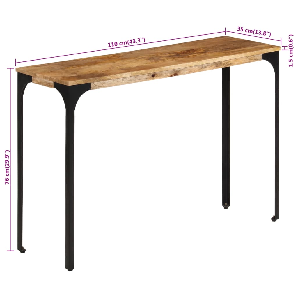 Wandtafel 110x35x76 cm massief mangohout en ijzer bruin is nu te koop bij PeponiXL, paradijselijk wonen!