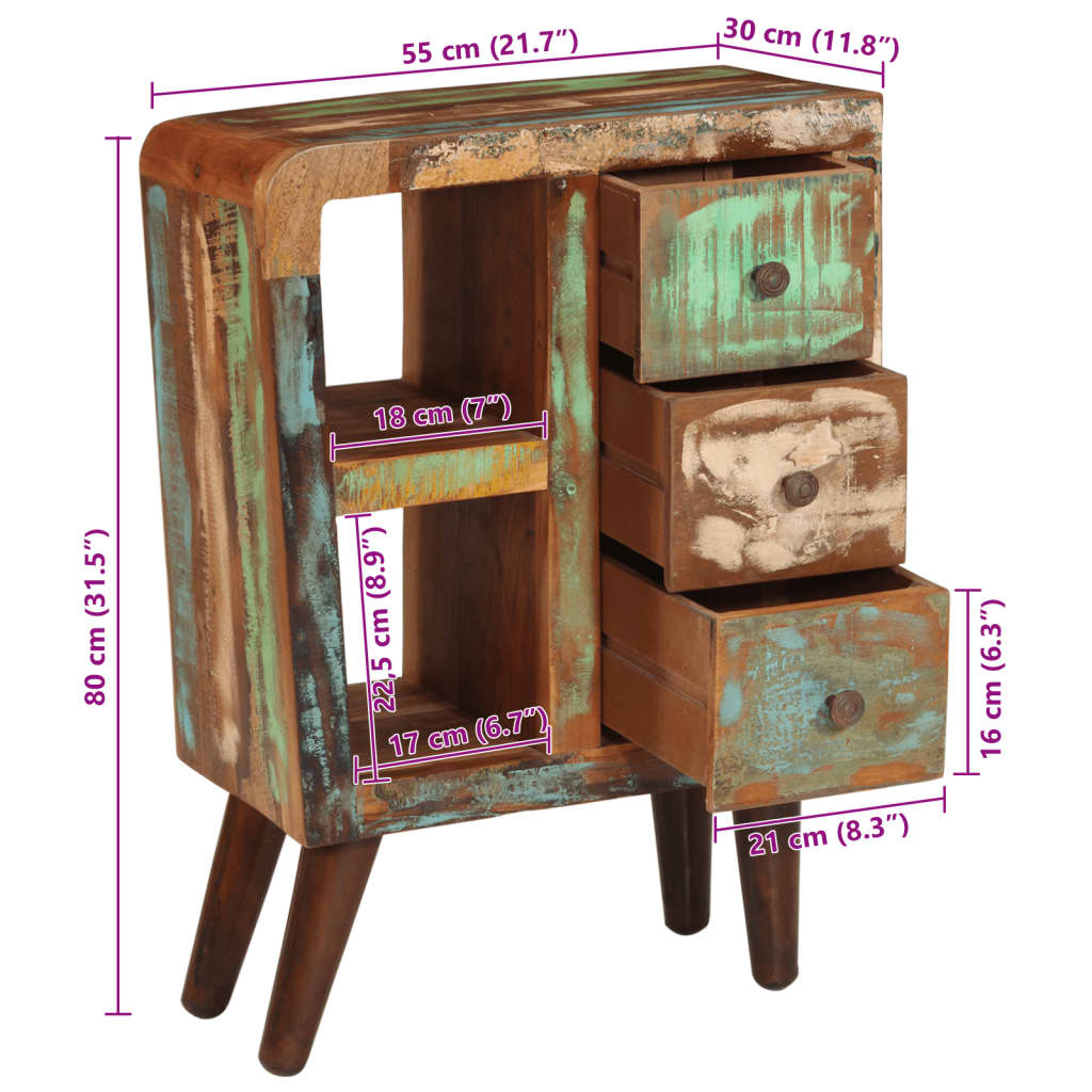 Dressoir 55x30x80 cm massief gerecycled hout is nu te koop bij PeponiXL, paradijselijk wonen!
