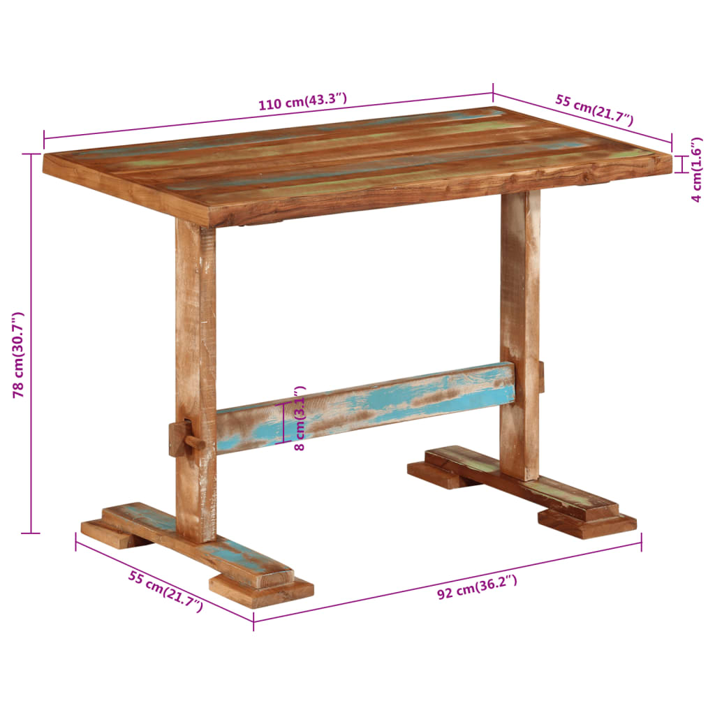 Eettafel 110x55x78 cm massief gerecycled hout is nu te koop bij PeponiXL, paradijselijk wonen!