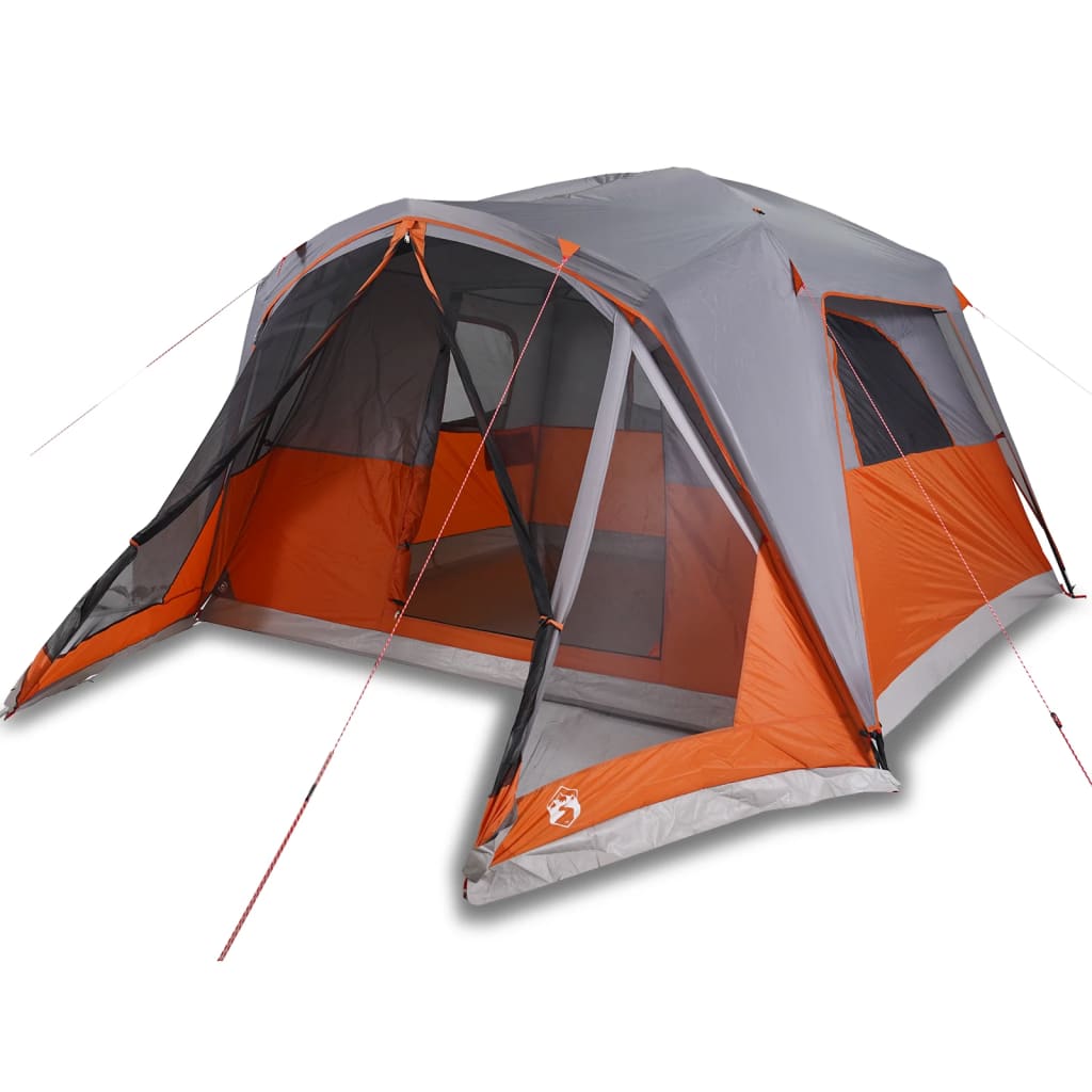Gezinstent met luifel 6-persoons waterdicht grijs en oranje is nu te koop bij PeponiXL, paradijselijk wonen!