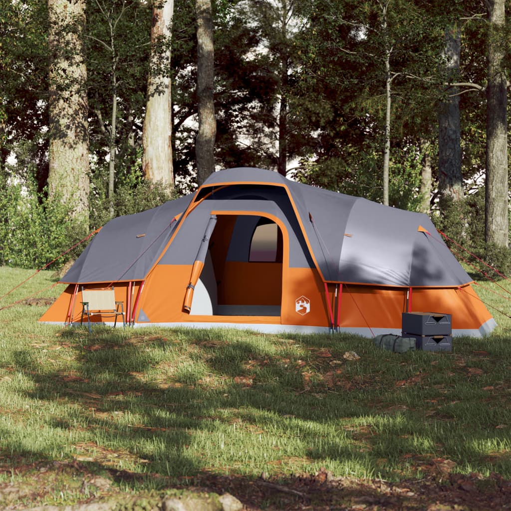 Koepeltent 11-persoons waterdicht grijs en oranje is nu te koop bij PeponiXL, paradijselijk wonen!