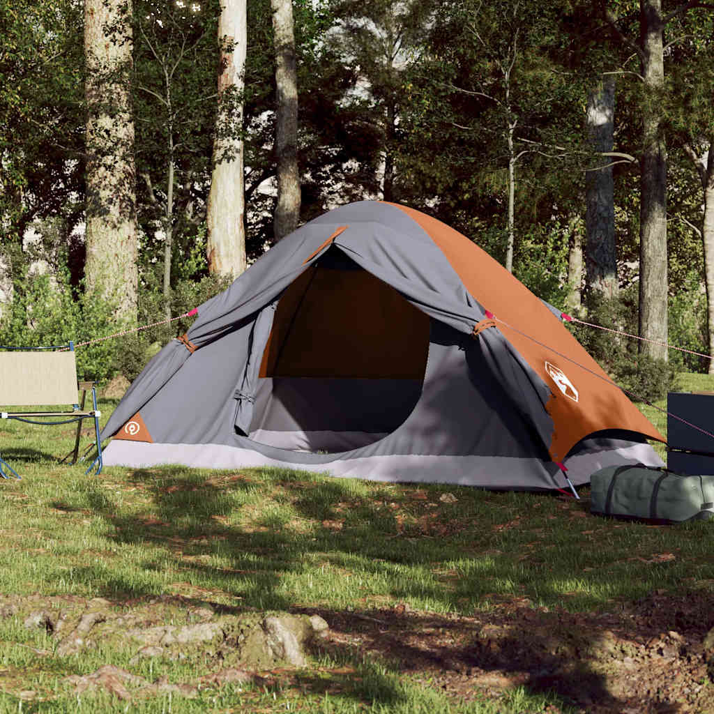 Koepeltent 4-persoons waterdicht grijs en oranje is nu te koop bij PeponiXL, paradijselijk wonen!