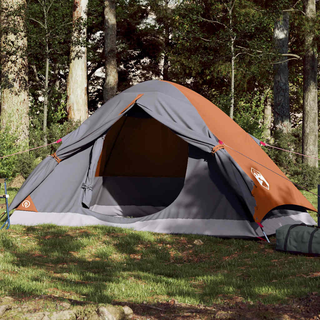 Koepeltent 4-persoons waterdicht grijs en oranje is nu te koop bij PeponiXL, paradijselijk wonen!