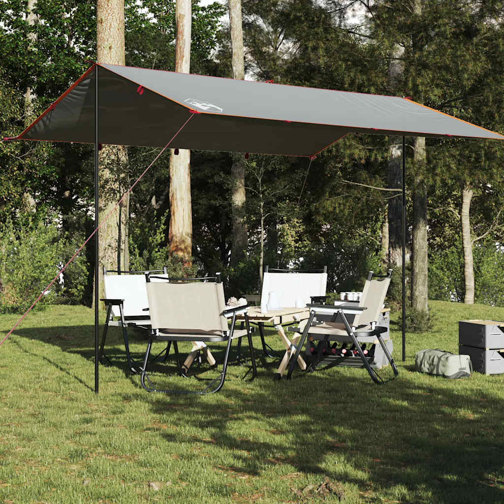 Kampeerluifel waterdicht 400x294 cm grijs en oranje is nu te koop bij PeponiXL, paradijselijk wonen!
