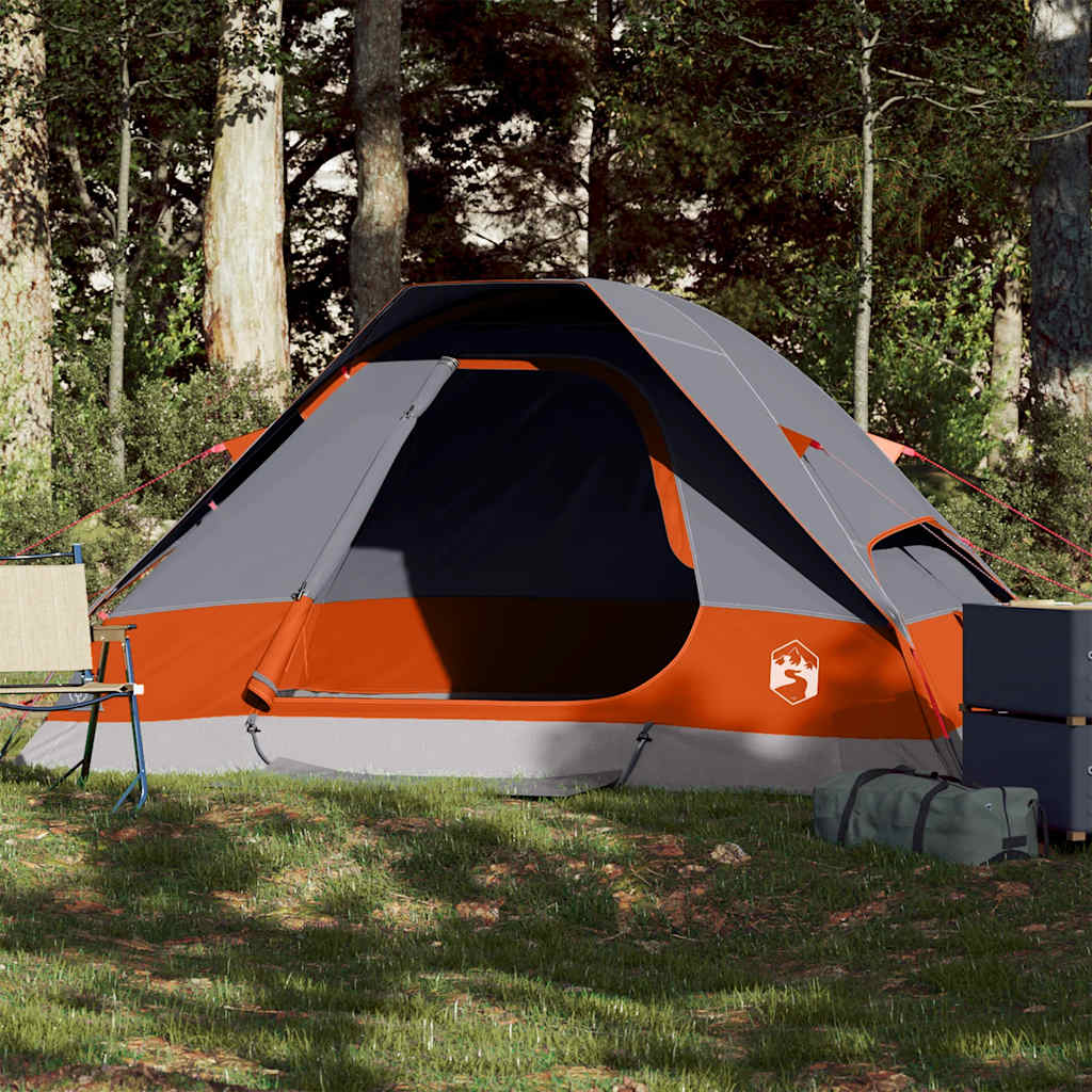 Koepeltent 2-persoons waterdicht grijs en oranje is nu te koop bij PeponiXL, paradijselijk wonen!
