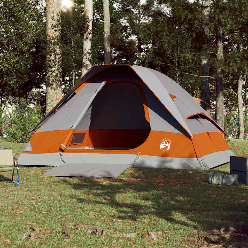 Koepeltent 4-persoons waterdicht grijs en oranje is nu te koop bij PeponiXL, paradijselijk wonen!