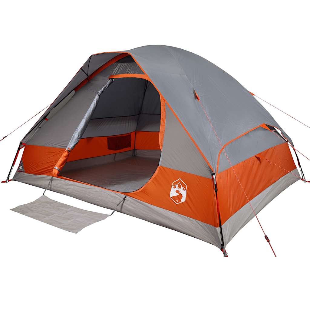 Koepeltent 4-persoons waterdicht grijs en oranje is nu te koop bij PeponiXL, paradijselijk wonen!