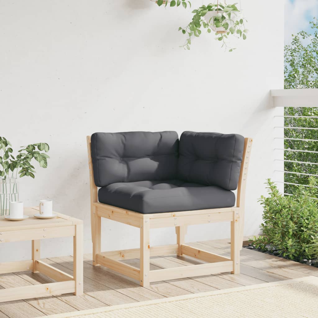 Tuinhoekbank met kussens 73x73x78 cm massief grenenhout is nu te koop bij PeponiXL, paradijselijk wonen!
