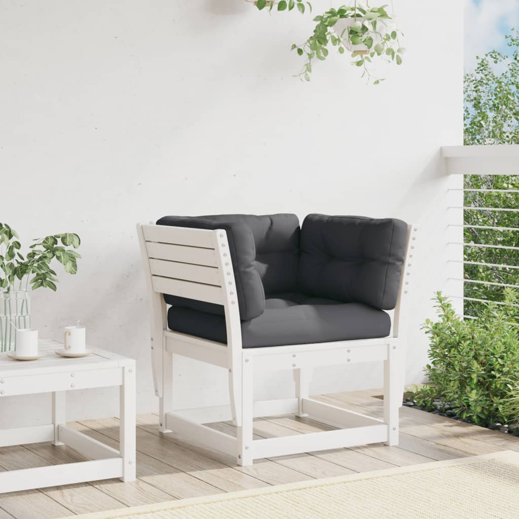 Tuinbank met armleuningen en kussens massief grenenhout wit is nu te koop bij PeponiXL, paradijselijk wonen!