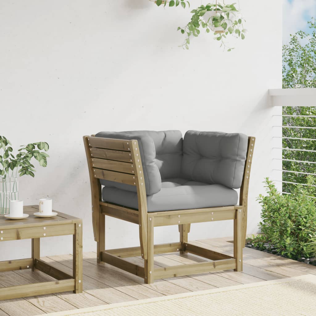 Tuinbank met armleuningen en kussens geïmpregneerd grenenhout is nu te koop bij PeponiXL, paradijselijk wonen!