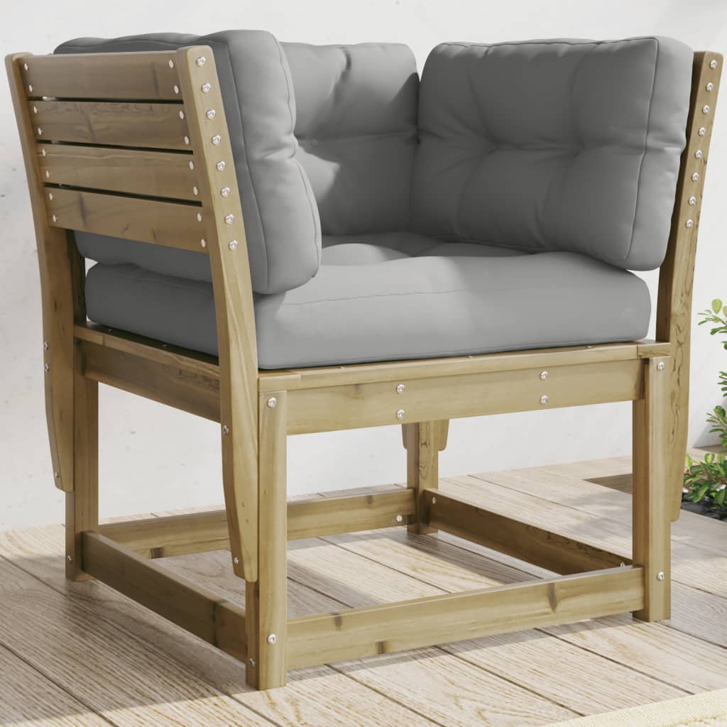 Tuinbank met armleuningen en kussens geïmpregneerd grenenhout is nu te koop bij PeponiXL, paradijselijk wonen!