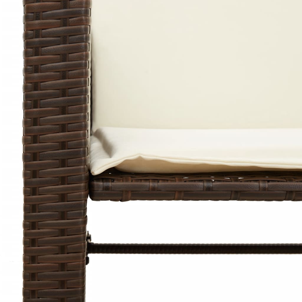 Tuinbank 2-zits met tafel en voetenbanken poly rattan bruin is nu te koop bij PeponiXL, paradijselijk wonen!