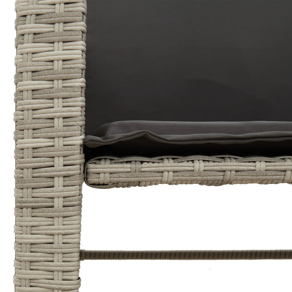 Tuinbank 2-zits tafel en voetenbanken poly rattan lichtgrijs is nu te koop bij PeponiXL, paradijselijk wonen!