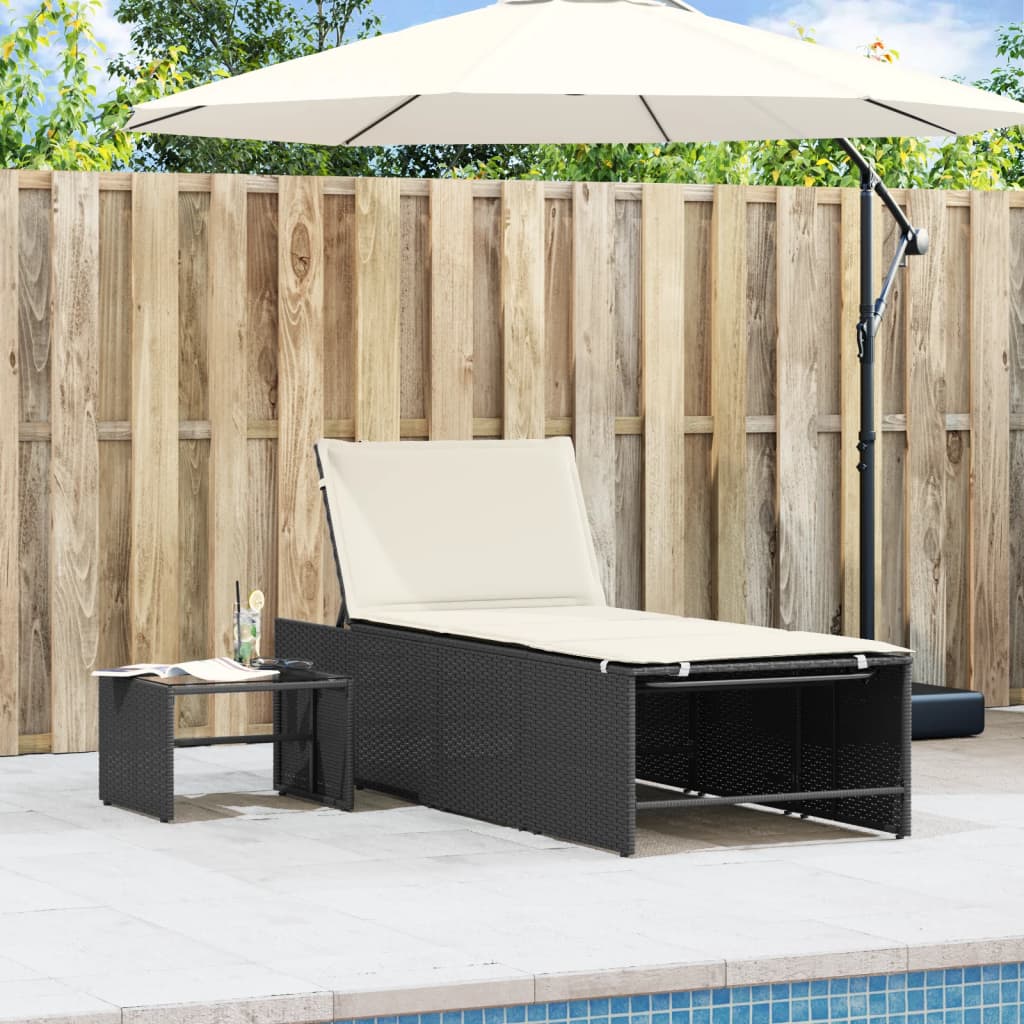 Modulaire ligbedden 2 stuks met tafel zwart poly rattan is nu te koop bij PeponiXL, paradijselijk wonen!