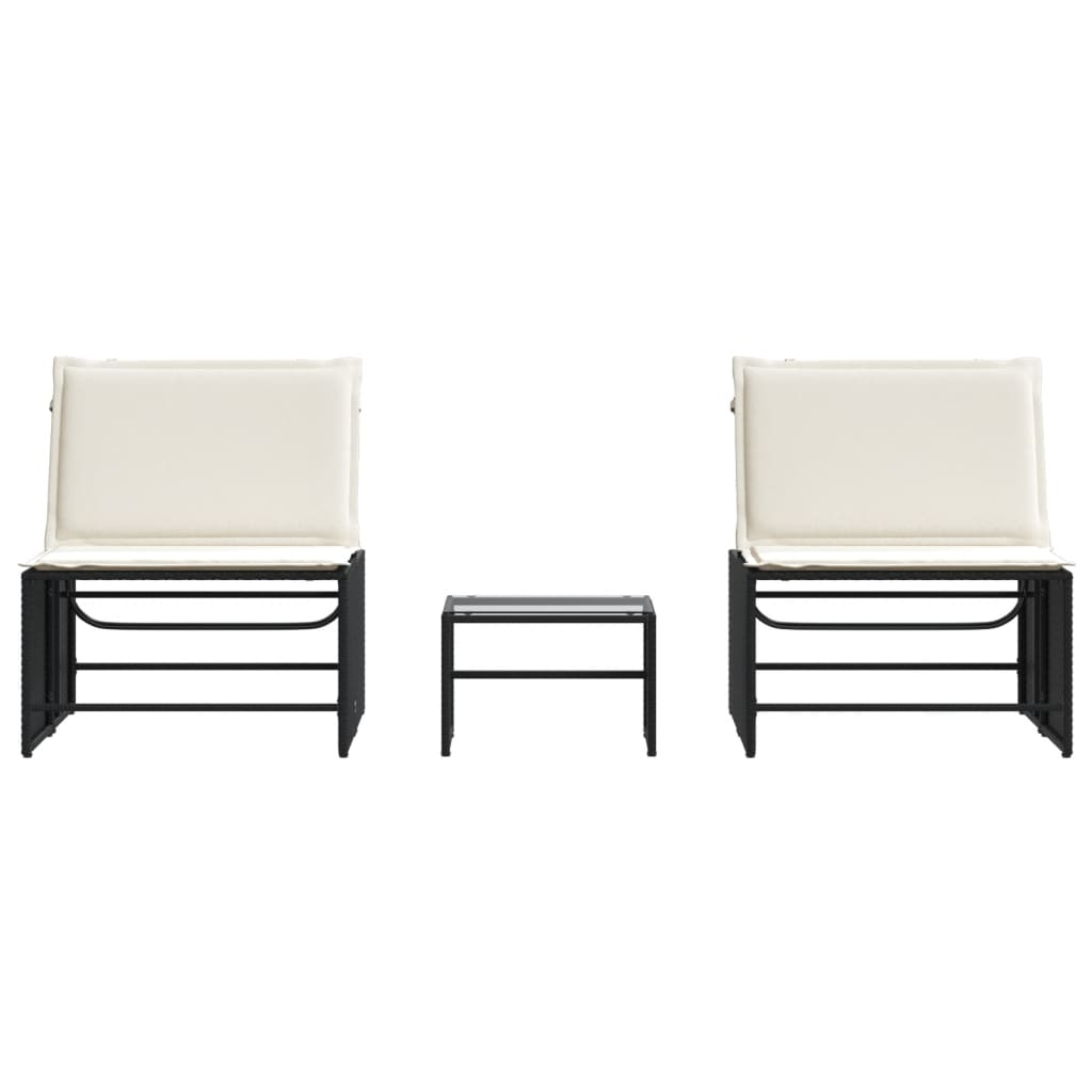 Modulaire ligbedden 2 stuks met tafel zwart poly rattan is nu te koop bij PeponiXL, paradijselijk wonen!