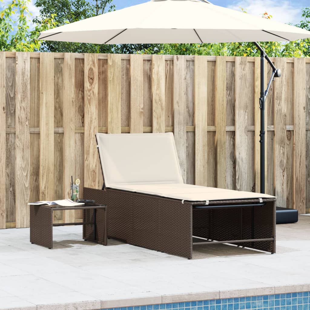 Ligstoelen 2 st met tafel bruin poly rattan is nu te koop bij PeponiXL, paradijselijk wonen!