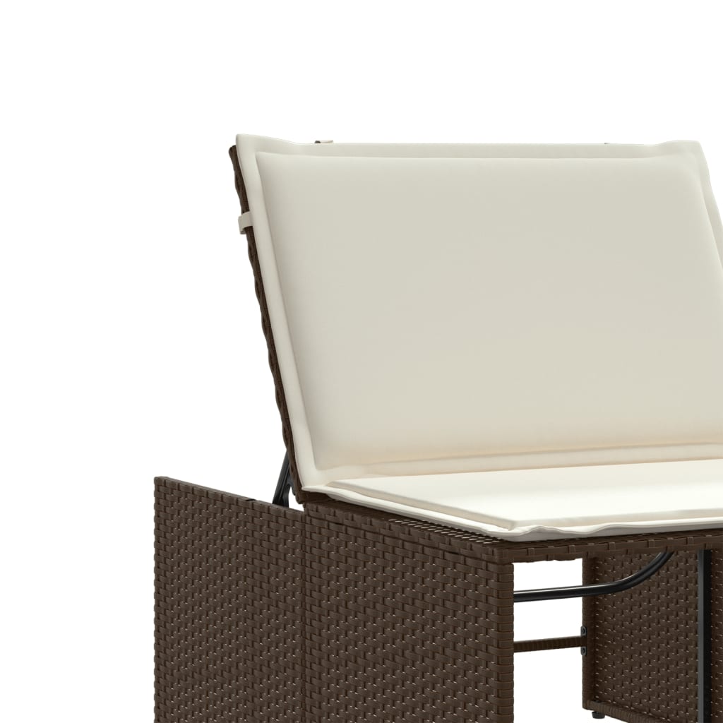 Ligstoelen 2 st met tafel bruin poly rattan is nu te koop bij PeponiXL, paradijselijk wonen!