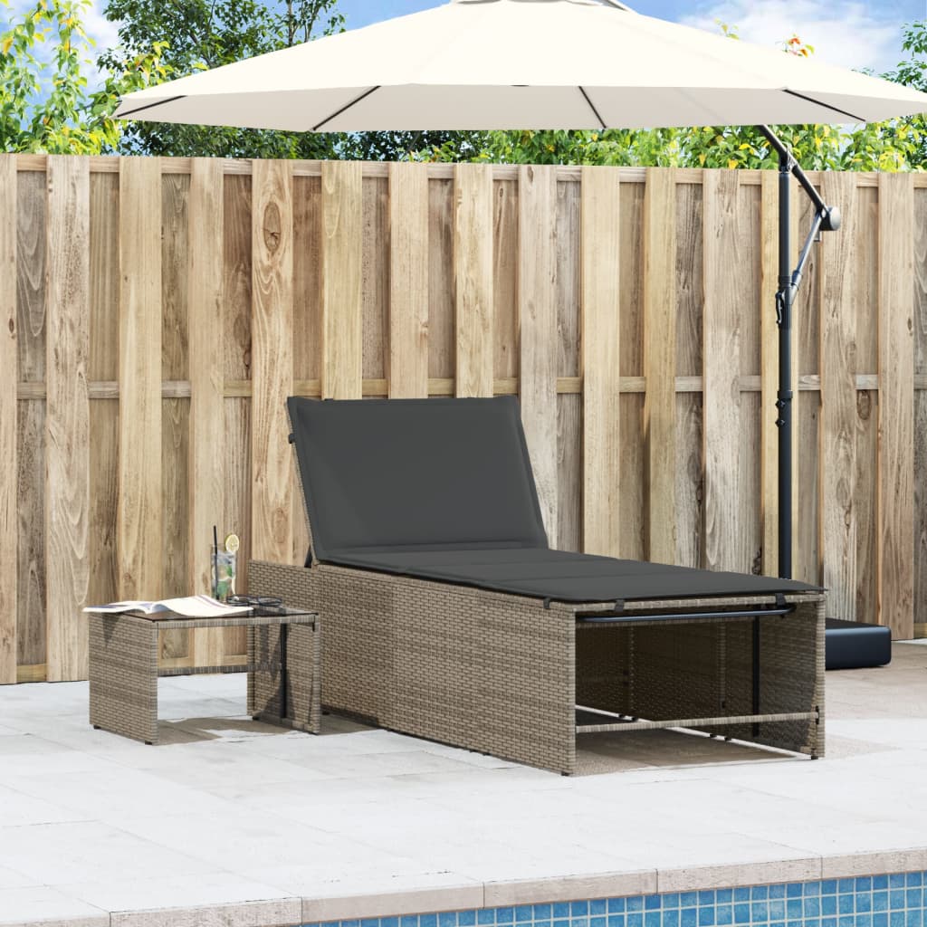 Ligstoelen 2 st met tafel grijs poly rattan is nu te koop bij PeponiXL, paradijselijk wonen!