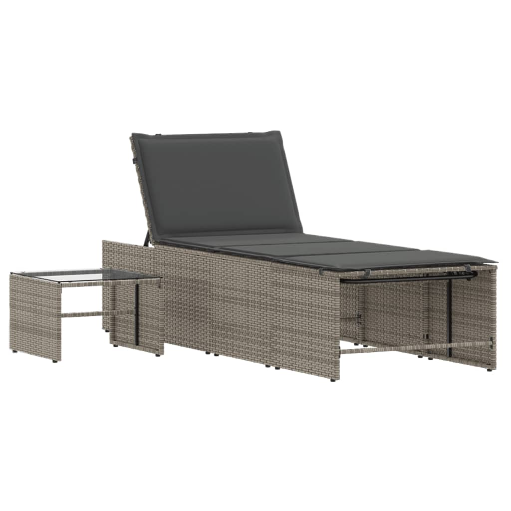 Ligstoelen 2 st met tafel grijs poly rattan is nu te koop bij PeponiXL, paradijselijk wonen!