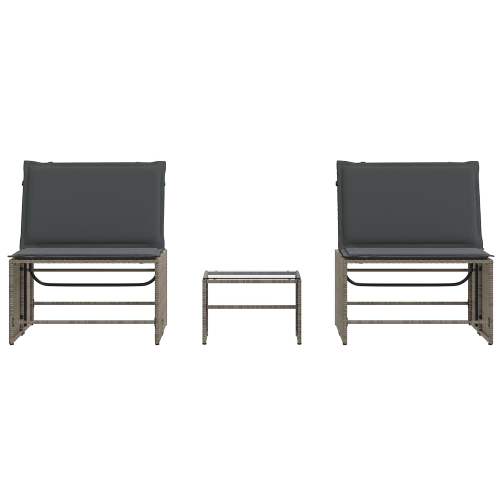 Ligstoelen 2 st met tafel grijs poly rattan is nu te koop bij PeponiXL, paradijselijk wonen!