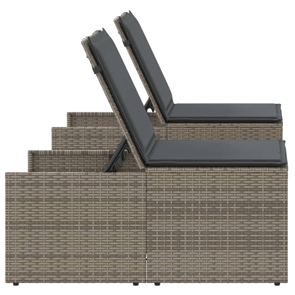 Ligstoelen 2 st met tafel grijs poly rattan is nu te koop bij PeponiXL, paradijselijk wonen!