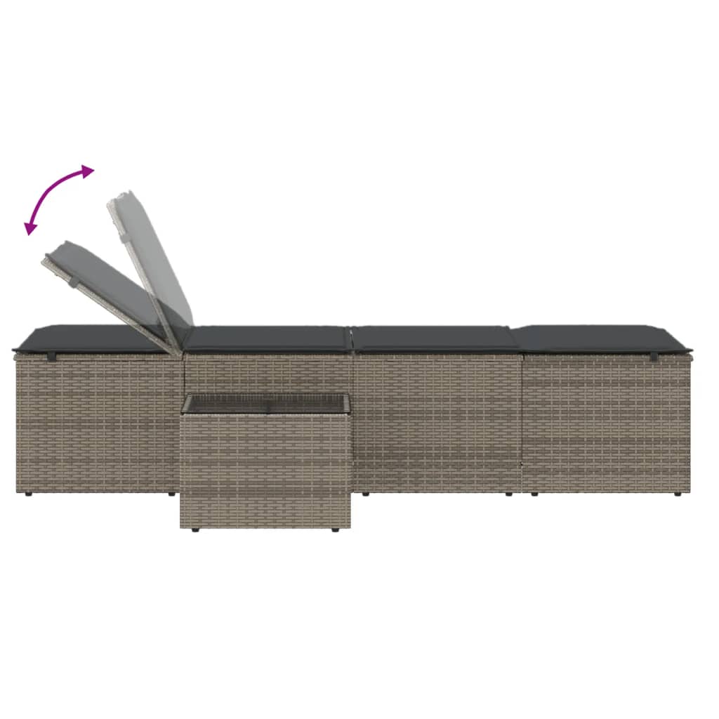 Ligstoelen 2 st met tafel grijs poly rattan is nu te koop bij PeponiXL, paradijselijk wonen!